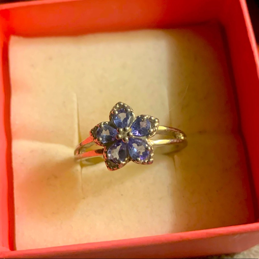 Genuine tanzanite sterling silver ring